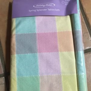 Pastel plaid round tablecloth